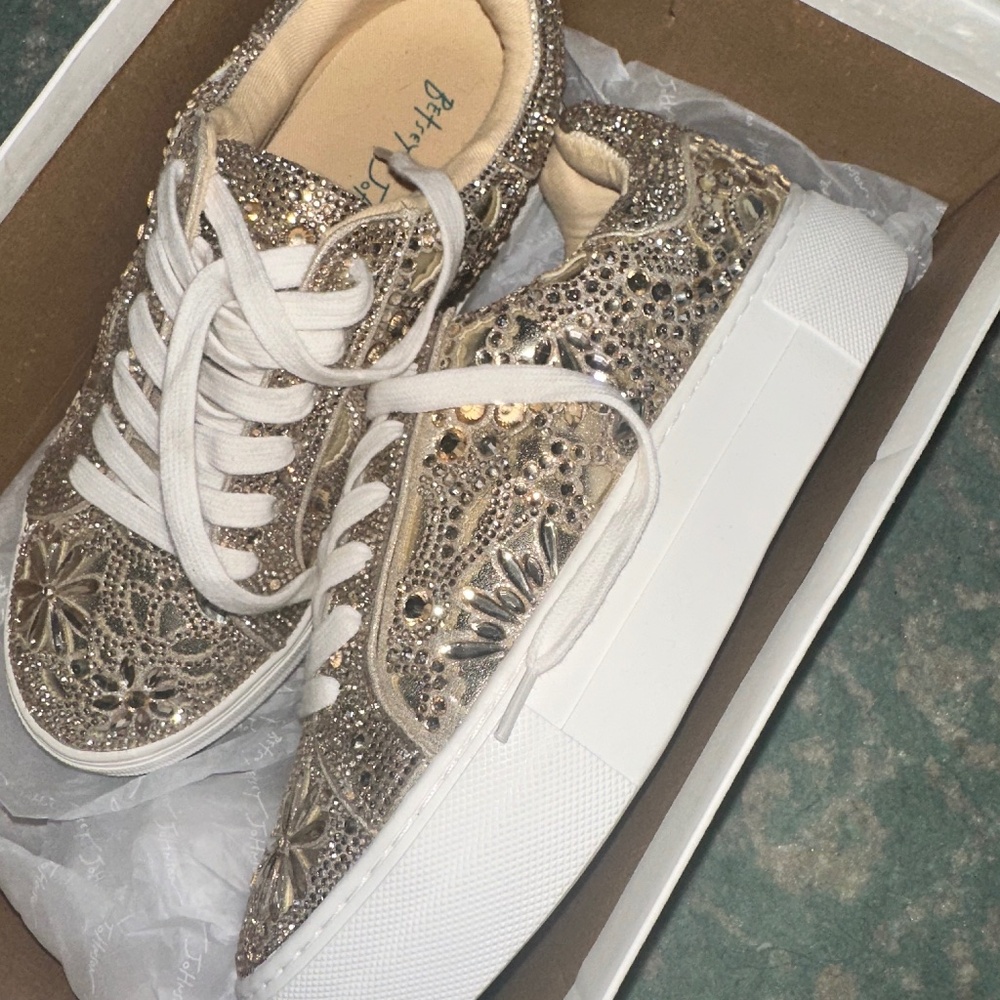 Besty Johnson gold gem sneakers